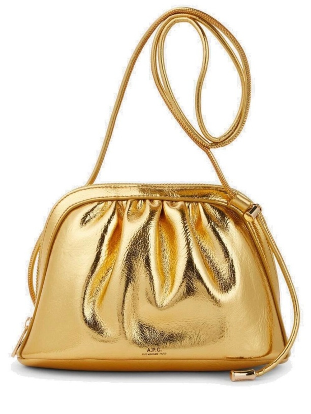 A.P.C. Metallic Gold Crossbody Bag Bourse Ninon